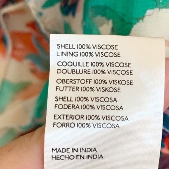 Anthropologie Soft Printed Ruffle Mini Dress NEW XS White Green Blue - Picture 8 of 8